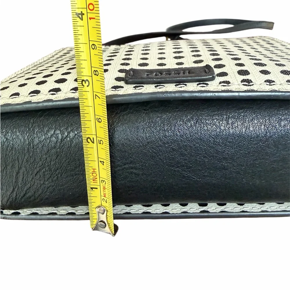 Fossil Black and White Woman’s Campbell Polka Dot Crossbody Bag